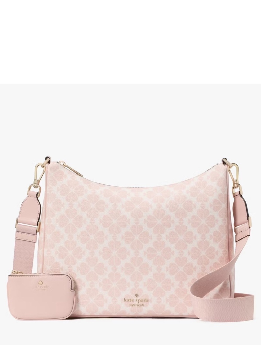 ♠️Kate Spade Flower Large Messenger Crossbody Bag, Rose Smoke Pink NWT
